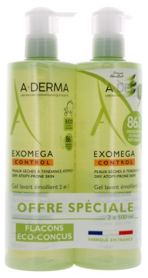 Exomega Control Anti-Scratching 2in1 Emollient Cleansing Gel 2 x 500ml
